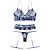 abordables Bodys Sexy-Ensemble de lingerie sexy Femme Imprimer Sexy Polyester Jacquard Bleu S