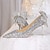 billige Brudesko-bryllupssko til bruden brudepige kvinder lukket tå spids tå sølv pu pumps med glitter sløjfe stilet højhælet bryllupsfest valentinsdag bling bling sko elegant klassisk