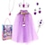 cheap Wearable Accessories-New Children&#039;s and Girls Play Princess Colorful Cloak Magic Stick Crown Queen Necklace Earrings Six Piece Set Gifts for girls aged 4-6 years old