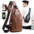 cheap Men&#039;s Bags-Men&#039;s Crossbody Bag Shoulder Bag Chest Bag Leather Outdoor Daily Holiday Zipper Large Capacity Waterproof Lightweight Solid Color Dark Brown Black Brown