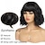 cheap Older Wigs-Short Black Bob Wig With Bangs Synthetic Natural Hair Wigs for Women Wavy Shoulder Length Wig Water Wave(12 Inches)