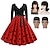 cheap Historical &amp; Vintage Costumes-Set with Polka Dots Vintage Dress Beehive Curl Hair Wig 2* Wig Caps 4 PCS 1950s Retro Vintage Tea Dress A-Line Dress Rockabilly Flare Dress Women&#039;s Costume Christmas Homecoming