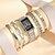 abordables Relojes de Cuarzo-5 unids/set reloj de pulsera de acero inoxidable analógico con diamantes de imitación de lujo para mujer &amp; pulseras, regalo para mamá ella