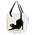 olcso Grafikus nyomtatott táskák-Női Teher Válltáska Vászon táska testreszab Oxfordi ruha Bevásárlás Szabadság Nyomtatás Nagy kapacitás Összecsukható Könnyű Cica Fekete / Vörös Egyedi nyomtatás Fehér