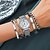 abordables Relojes de Cuarzo-5 unids/set reloj de pulsera de acero inoxidable analógico con diamantes de imitación de lujo para mujer &amp; pulseras, regalo para mamá ella