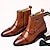 billige Dress Boots-Herre Støvler Retro Pen sko Gange Fritid Daglig Lær Bekvem Ankelstøvler Snøring Svart Brun Vår Høst