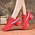 cheap Dance Sneakers-Women&#039;s Dance Sneakers Stylish Flat Heel Round Toe Lace-up Adults&#039; Dark Red Black Red