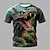 preiswerte 3D-T-Shirts für Jungen-3D-Dinosaurier-T-Shirt für Jungen, kurzärmelig, 3D-Druck, Sommer, Frühling, aktiv, Sport, Mode, Polyester, Kinder 3–12 Jahre, draußen, lässig, täglich, normale Passform