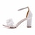 cheap Wedding Shoes-Wedding Shoes for Bride Bridesmaid Women Peep Toe White PU Sandals With Lace Flower Block Heel Wedding Party Valentine&#039;s Day Elegant Classic Ankle Strap