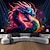 cheap Blacklight Tapestries-Blacklight Tapestry UV Reactive Glow in the Trippy Dragon Misty Nature Landscape Hanging Tapestry Wall Art Mural for Living Room Bedroom
