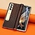 abordables Coques Samsung-téléphone Coque Pour Samsung Galaxy Z Fold 5 Z Fold 4 Z Fold 3 Coque Arriere Protecteur d&#039;objectif de caméra Béquille Antichoc Rétro Cuir véritable