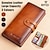 abordables Portefeuilles-Portefeuille long en cuir véritable pour homme – pochette vintage à deux volets avec fentes pour cartes et poche à monnaie pour une utilisation professionnelle et décontractée