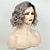 cheap Older Wigs-Short Wavy Wig Ombre Grey Mixed Brown Curly Bob Wigs for Women Chin Length Gray Layered Wavy Bob Wig with Dark Roots Natural Looking Synthetic Wigs for Ladies Daily Cosplay Hair Wig