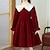 cheap Dresses-Kids Girls&#039; Dress Solid Color Long Sleeve School Outdoor Casual Sequins Ruched Adorable Daily Polyester Above Knee Sequin Dress Spring Fall Winter 3-12 Years Red