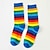 رخيصةأون الجوارب المنزلية-جوارب للجنسين 100% قطن، جوارب مخططة بألوان قوس قزح، مريحة&amp;amp; جوارب أنبوبية متوسطة تسمح بمرور الهواء، وجوارب نسائية&amp;amp; الجوارب