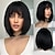 cheap Synthetic Trendy Wigs-Bob Ombre Blonde Wig with Bangs Natural Short Straight Wigs for Women Shoulder Length Synthetic Wigs for Daily Cosplay