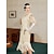 cheap Historical &amp; Vintage Costumes-Retro Vintage Roaring 20s 1920s Flapper Dress Outfits Accessories Set The Great Gatsby Women&#039;s Sequins Tassel Fringe V Neck Halloween Carnival Party / Evening Party / Cocktail Dress