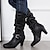 cheap Women&#039;s Boots-Women&#039;s Boots Plus Size Heel Boots Outdoor Daily Solid Color Mid Calf Boots Winter Buckle Cone Heel Pointed Toe Vintage Casual Minimalism Faux Leather Zipper Black Brown