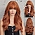 cheap Synthetic Trendy Wigs-22inch Soft And Nature Long Curly Wigs Light Brown Wigs With Bangs Wigs For Women For Daily Life