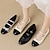cheap Women&#039;s Flats-Women&#039;s Flats Ballerina Plus Size Soft Shoes Wedding Party Office Wedding Flats Buckle Flat Heel Round Toe Closed Toe Vintage Fashion Classic Faux Leather Loafer Almond Black Silver
