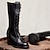 cheap Women&#039;s Boots-Women&#039;s Boots Brogue Plus Size Vintage Shoes Party Office Daily Solid Color Color Block Knee High Boots Mid Calf Boots Winter Kitten Heel Round Toe Elegant Casual Minimalism Linen Faux Leather Black