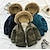 cheap Outerwear-Kids Boys&#039; Parka Coat Boys&#039; Jacket Faux Fur Trim Winter Coat Long Sleeve Pocket Hoodie Jacket Blue Army Green Navy Blue Plain  Casual Top 3-13 Years