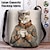 cheap Graphic Print Bags-Women&#039;s Crossbody Bag Shoulder Bag Fluffy Bag Polyester Shopping Daily Holiday Print Large Capacity Lightweight Durable Cat Blue Fuchsia Green