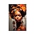 お買い得  人物画-手作り油絵キャンバス壁アート装飾フィギュア肖像アフリカ美少女抽象家の装飾用ロールフレームレス未延伸絵画