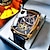 זול שעונים מכאניים-גברים שעון מכני יצירתי אופנתי עסקים שעון יד אוטומטי נמתח לבד תצוגת שלב הירח זורח עמיד במים עור שעון