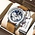 abordables Montres à Quartz-Poedagar montre de luxe homme haute qualité étanche chronographe lumineux montre-bracelet pour hommes en cuir hommes montres à quartz horloge décontractée