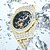 cheap Mechanical Watches-1pc Luxury Automatic Watch Men&#039;s Hip Hop Diamond Hollow Mechanical Men&#039;s Party Iced Waterproof Men&#039;s Watch