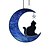 baratos Espanta-espíritos-1pc lua estrela gato criativo colorido água impressão janela de vidro pingente pet gato memorial pingente presente do feriado