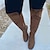 お買い得  レディースブーツ-女性用 ブーツ ソックスブーツ プラスサイズ セクシーブーツ パーティー 新年 日常 膝上丈ブーツ サイハイブーツ 冬 フラットヒール ファッション セクシー クラシック フェイクスエード レッド パープル ブラウン