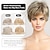 abordables peluca vieja-Pelucas de corte pixie corto blanquecino mezclado rubio claro para mujeres con flequillo pelucas de repuesto sintéticas