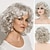 abordables peluca vieja-pelucas cortas rizadas grises para mujeres blancas peluca bob ondulada marrón mezclada blanca plateada con flequillo peluca de reemplazo de cabello sintético pelucas de fiesta de navidad