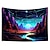 رخيصةأون Tapestries Blacklight-نسيج بلاكلايت بالأشعة فوق البنفسجية يتوهج في الظلام، جبل تريبي ضبابي، فطر طبيعي، منظر طبيعي معلق، جدار فني جداري لغرفة المعيشة وغرفة النوم