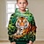 olcso fiú 3D pulóverek és pulóverek-Fiú 3D Tigris Kapucnis felsőrész Pullover Hosszú ujj 3D nyomtatás Ősz Tél Divat Utcai sikk Menő Poliészter Gyerekek 3-12 év Kapucni Szabadtéri Hétköznapi Napi Normál