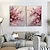 cheap Floral/Botanical Paintings-2 Pieces Abstract Blossom Pink Flower Oil Painting on Canvas Handpainted Original Modern Textured Floral Scenery Painting Home Wall Art Living Room Decor Stretched Canvas