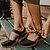 billige Sandaler til kvinner-Dame Tresko Store størrelser Helfarge Sommer Spenne Blokker hælen Rund Tå Årgang PU T-stropp Svart Rød Brun