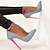 זול נעלי עקב לנשים-נעלי עקב לנשים נעלי עקב עקבים גבוהים עקבים גבוהים רצועת קרסול עקבים צד סטילטו מחודדת אלגנטי סקסי ג&#039;ינס אבזם עור פטנט כחול עקבים שחורים