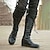 billige Bikerstøvler-Herre Støvler Sykkelstøvler Combat-boots Motorsykkelstøvler Retro Gange Fritid Daglig PU Bekvem Støvletter Snøring Mørkebrun Svart Vår Høst