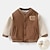 cheap Outerwear-Toddler Boys Fleece Jacket Outerwear Cartoon Stripe Long Sleeve Pocket Coat Outdoor Daily Light Brown Coffee Winter 3-7 Years