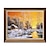 お買い得  風景画-手作り油絵キャンバス壁アート装飾古典的な風景村日没雪景色家の装飾用ロールフレームレス未延伸絵画クリスマスギフト