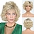 cheap Older Wigs-Short Curly Dark Brown Wigs for Old Lady Layered Curly Wig with Bangs Wavy Brown Wig with Dark Roots Natural Synthetic Hair for Carnival Party