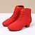 preiswerte Schuhe für Standardtanz und Modern Dance-Damen Schuhe für modern Dance Übe das Trainieren von Tanzschuhen Leistung Ausbildung Absätze Kubanischer Absatz Runde Zehe Schnürsenkel Erwachsene Schwarz Rot