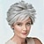 cheap Older Wigs-Short Curly Grey Pixie Wigs for White Women Sliver Grey Layered Synthetic Wig Natural Looking Pixie Cut Fluffy Wigs with Bangs Christmas Party Wigs