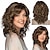abordables peluca vieja-Pelucas rizadas marrones de longitud media con reflejos pelucas rubias mixtas marrones cortas para mujeres blancas pelucas de cabello sintético ondulado de aspecto natural