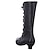 cheap Women&#039;s Boots-Women&#039;s Boots Button Boots Brogue Plus Size Outdoor Daily Solid Color Mid Calf Boots Winter Kitten Heel Round Toe Elegant Vintage Fashion Faux Leather Lace-up Black Red Blue