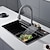 preiswerte Küchenarmaturen-Wasserfall-Küchenarmatur mit 5 Modi und LED-Temperaturanzeige, moderne, moderne, ausziehbare/herunterziehbare Multifunktions-Küchenarmatur für Küchenspüle, Innenseite mit Keramikventil