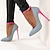 זול נעלי עקב לנשים-נעלי עקב לנשים נעלי עקב עקבים גבוהים עקבים גבוהים רצועת קרסול עקבים צד סטילטו מחודדת אלגנטי סקסי ג&#039;ינס אבזם עור פטנט כחול עקבים שחורים